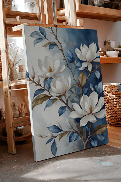 Zestia Πίνακας σε καμβά με λευκά κλαδιά μανόλιας, Σειρά Premium Αρ. 102597