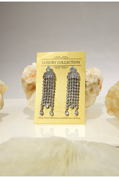 CHARM Crystal Cascade Earrings – Fringes with Zirconia