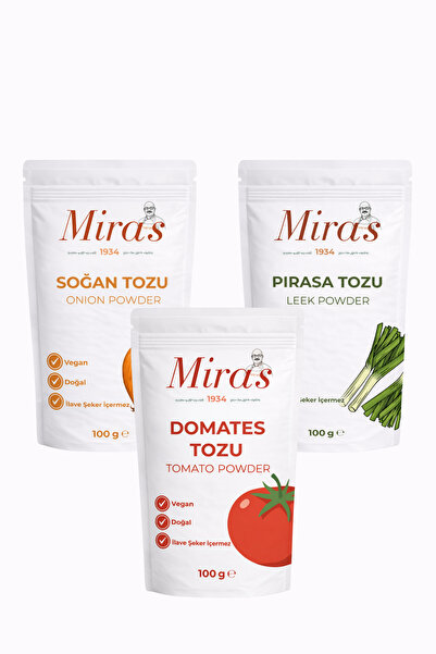 Miras 1934 Sebze Paketi - Soğan Tozu - Domates Tozu - Pırasa Tozu - 300 g - 1...