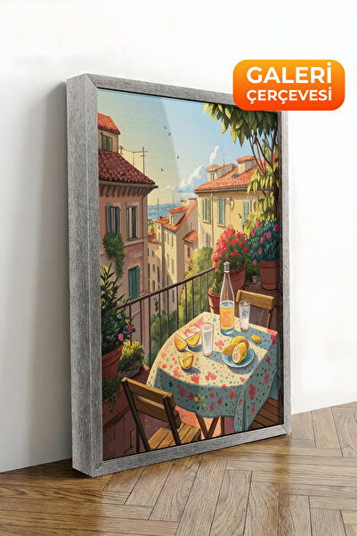 Zestia Tablou pe pânză înrămat cu argint, în stil toscan, pentru balcon, seri...