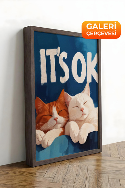 Zestia Tablou pe pânză cu ramă maro It’s OK Tipografic Mizah Premium Seria Nr...