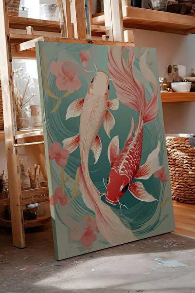 Zestia Εικονογράφηση ψαριών Koi σε καμβά, Σειρά Premium Αρ. 112383