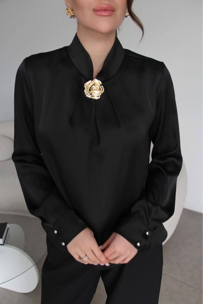 Serpirella Butik Χρυσή Μπλούζα Με λεπτομέρεια αγκράφας