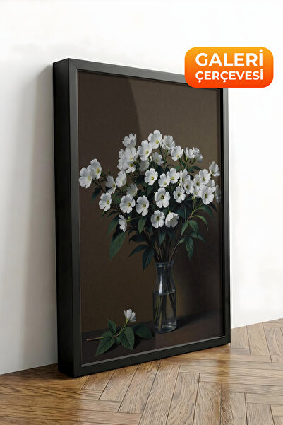 Zestia Tablou pe pânză înrămată neagră, Buchet de flori – Seria Premium Botan...