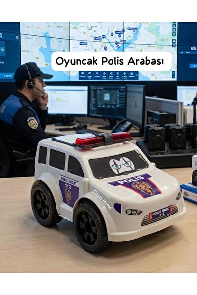 ÇEÇEN HOME Oyuncak Polis Arabası, Büyük Boy Plastik Oyuncak Araba (20 CM)