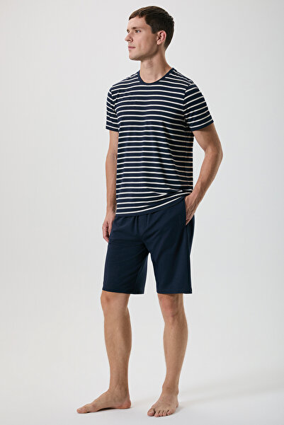 First Touch Soft-Textured Striped Shorts Set