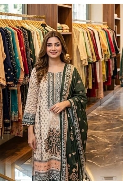Genaric Women’s Digital Printed Cross Hatch Suit-Elegant Lawn Kameez, Lightweight Lawn Dupatta - Ethnic Wear