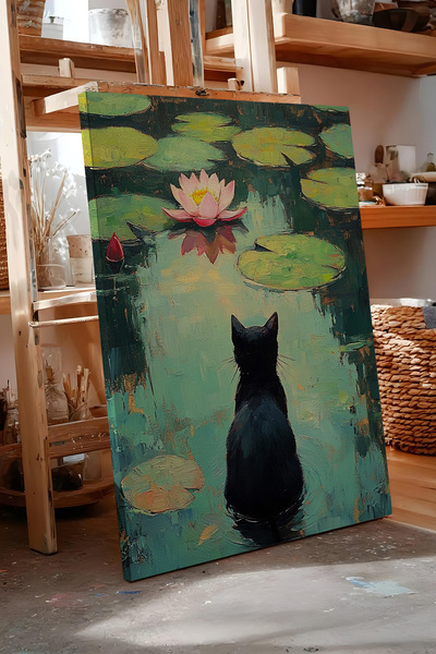 Zestia Tablou pe pânză Frunză de lotus pisică Seria Premium Nr. 107358