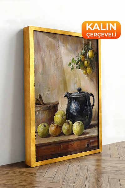 Zestia Εκτύπωση σε καμβά με χρυσό πλαίσιο, Παλιά κανάτα και πιάτο, Νεκρή φύση...