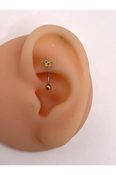 kurukafagift Rook Çelik Piercing Yıldız Figürlü Zirkon Taşlı