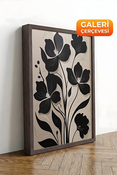 Zestia Tablou pe pânză înrămată maro cu model floral – Seria Premium de Artă ...