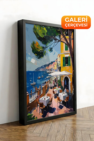 Zestia Πίνακας σε καμβά με μαύρο πλαίσιο Πολύχρωμοι Μεσογειακοί Δρόμοι Σειρά ...