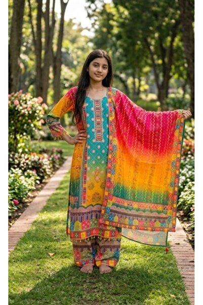 Genaric Women’s Digital Printed Cross Hatch Suit-Elegant Lawn Kameez, Lightweight Lawn Dupatta - Ethnic Wear