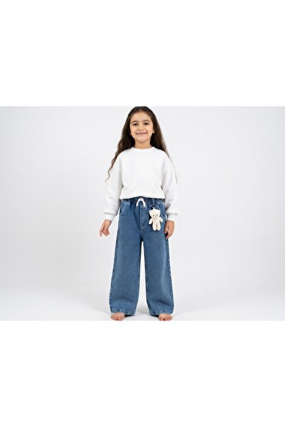 CUBBUX Girl's Wide Leg Trousers with Elastic Waist, Comfortable Cut, Teddy Be...
