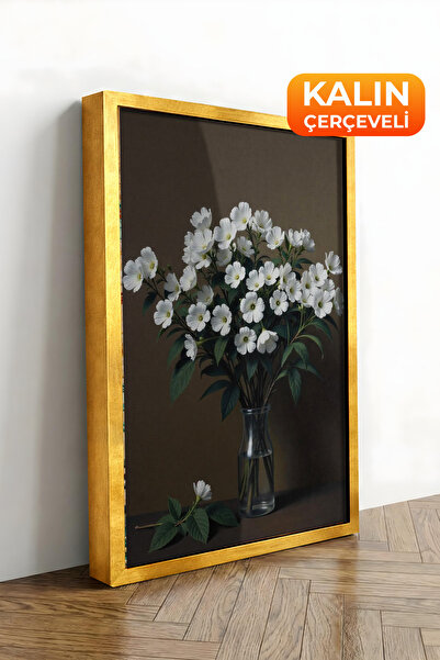 Zestia Tablou pe pânză înrămat cu aur, Buchet de flori – Seria Premium Botani...