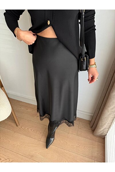 AYZEY Samara Lace Piece Satin Skirt