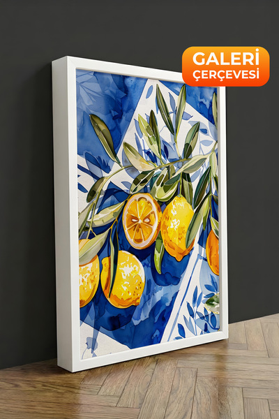 Zestia Slika na platnu u beloj ramovini, granice limuna, premium serija br. 1...