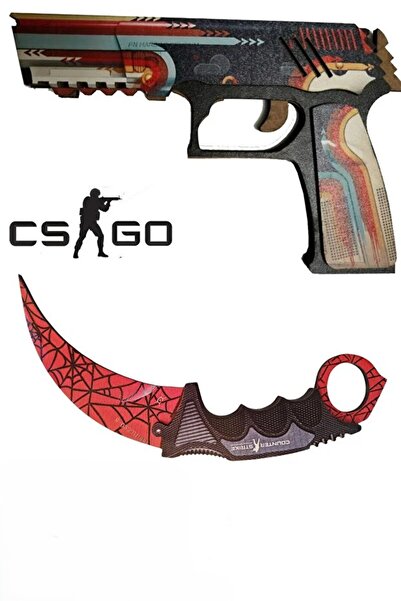 Şımartan Ahşap Cs-go Retrobution P250 ve Örümcek Oyuncak Set CS GO Gamer Hedi...