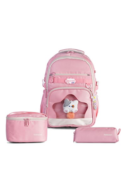 nacar çarşı Relaxion 1920 Pink Girl's 3-Piece Primary School Lunchbox Set P P...