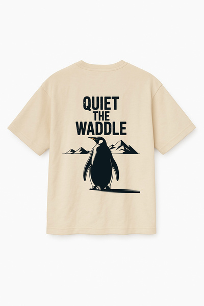 Altair Tr Oversized Unisex Quiet the Waddle Penguin Printed T-Shirt T-Shirt
