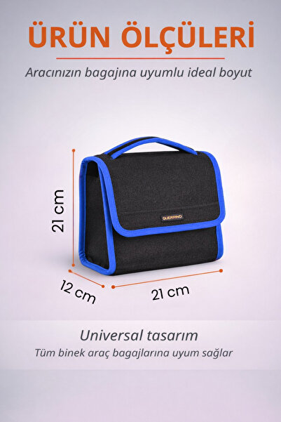 e-biz Oto Bagaj Organizer Bagaj Çantası S Boy Kaymaz Cırt Bantlı Velur Kompakt Düzenleyici