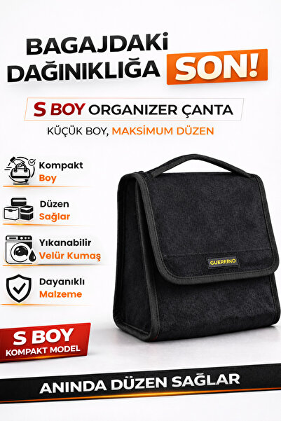 e-biz Oto Bagaj Organizer Bagaj Çantası S Boy Kaymaz Cırt Bantlı Velur Kompakt Düzenleyici