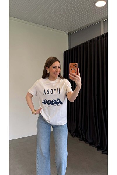 elif teke تي شيرت هيدرا ويفي باللون الأبيض