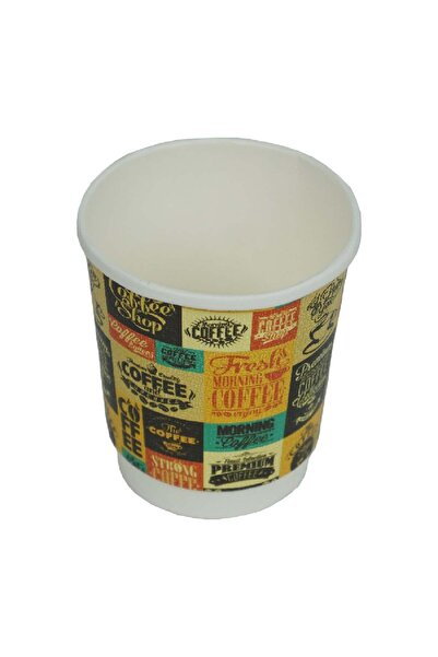AMBALAJCİBURADA Karton Bardak 8 Oz Desenli Double Wall 100Adetli