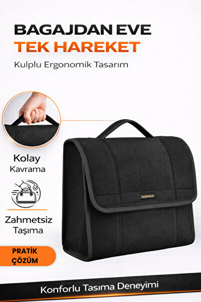 e-biz Oto Bagaj Organizer Bagaj Çantası M Boy Kaymaz Cırt Bantlı Velur Kompakt Düzenleyici