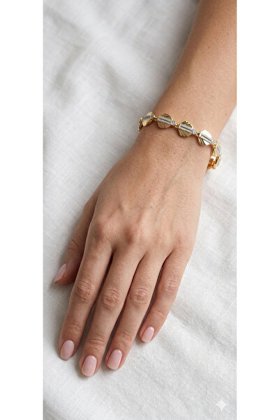 TUTU DESİGN سوار نسائي من الزركون مرصّع بالأحجار بلون ذهبي - مجوهرات أنيقة ور...