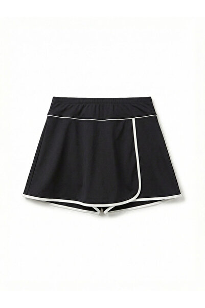 LC Waikiki Costum de înot negru pentru femei cu talie elastică fustă pantalon...