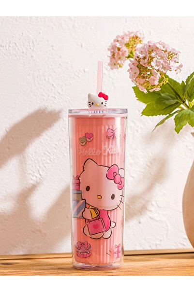 LC Waikiki Hello Kitty Baskılı Pipetli Pembe Bardak