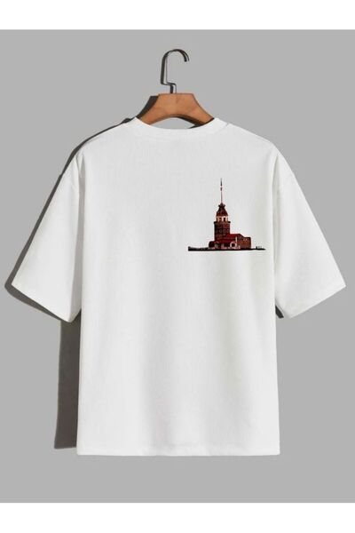 Yakor İstanbul Baskılı %100 Organik Pamuklu Kalın Dokulu Oversize Bisiklet Ya...