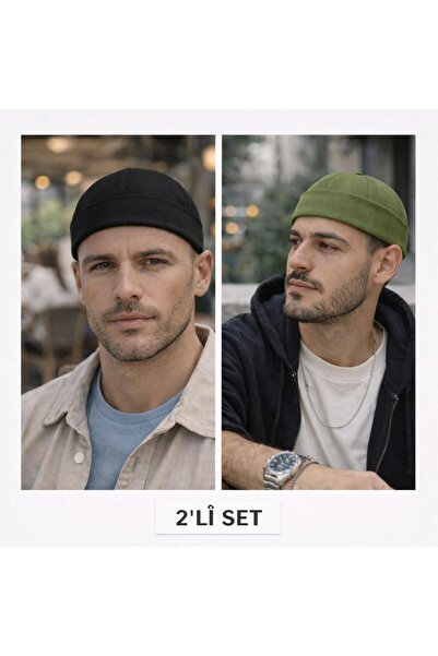 Wearflawless Set de 2 pălării Docker, pălărie reglabilă fără boruri, pălărie ...