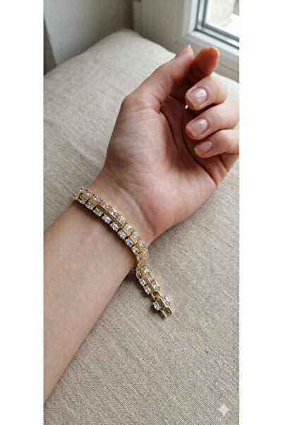 TUTU DESİGN سوار نسائي من الزركون مرصّع بالأحجار بلون ذهبي - مجوهرات أنيقة ور...