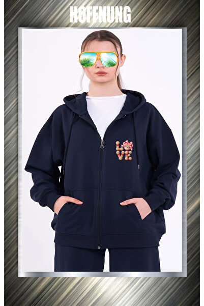 HOFFNUNG Unisex Cotton Lu Oversized Love Bear Head t Printed Hooded Collar Co...