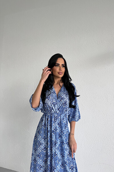 LİLA İSTANBUL Double-breasted Collar Floral Patterned Summer Dress