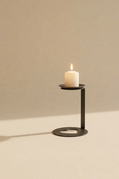 Seleni Kalp Formlu Dekoratif Siyah Metal Mumluk