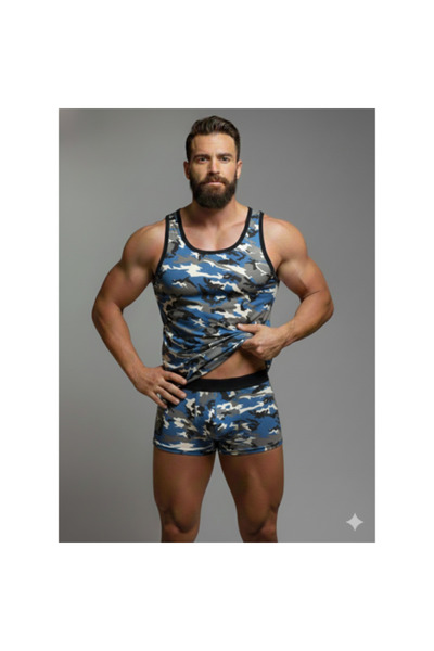 CT STONES Men's Camouflage Tank Top Boxer Underwear Set