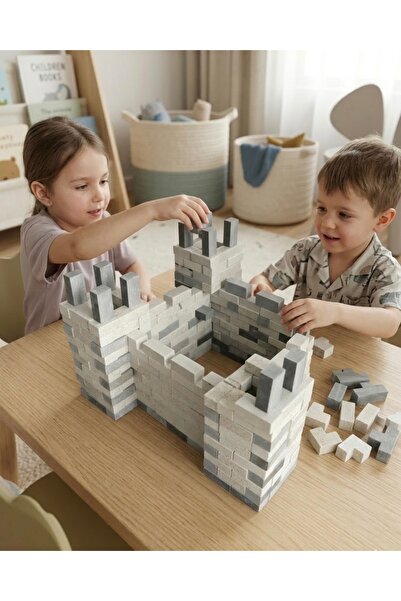 Yanmersan Doğal Taş Kale Yapı Oyunu – Zeka Geliştirici Lego Puzzle, Mimari Mo...