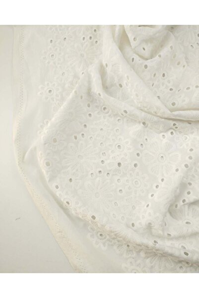 Kumaş Parça Μπροντερί Υφάσματα σε Λευκό Χρώμα Πλάτος: 135εκ.