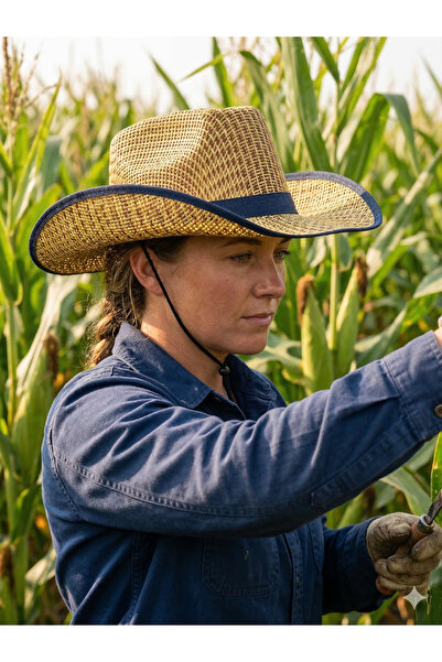 PIECE SIGNATURE قبعة شمسية من القش للرجال والنساء (55-59 سم)