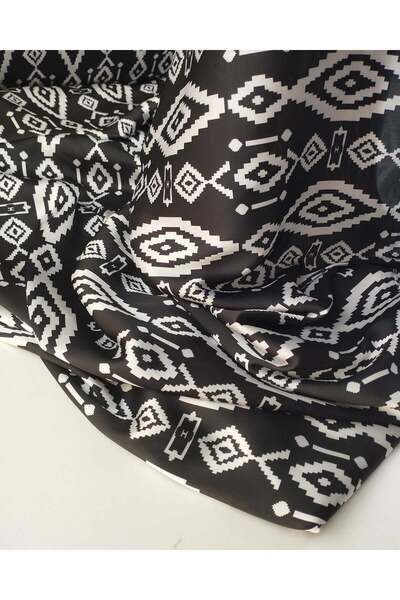 Kumaş Parça Матовий сатин чорно-білого кольору, ширина: 140 см