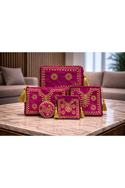 Generic (Unbranded) طقم منظمات وإكسسوارات تراثي فاخر (5 قطع) - قماش مطرز بالن...