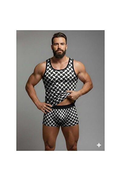 BilfolD طقم بوكسر رجالي منقوش بدون أكمام