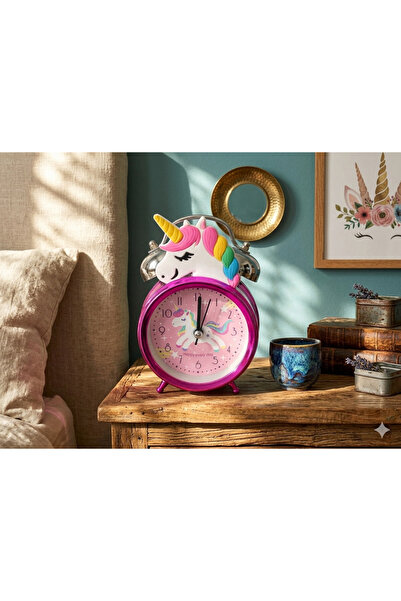 shop Unicorn Figürlü Dekoratif Masa Saati - Pembe Alarmlı Işıklı Çocuk Odası ...