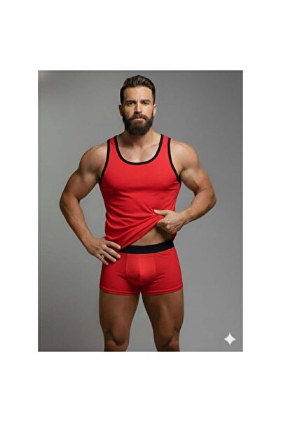 CT STONES Men's Red Tank Top Boxer Set