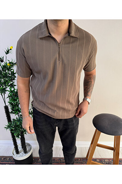 blucombin روروبورت للرجال قماش مجدّل قميص بولو واسع القطر