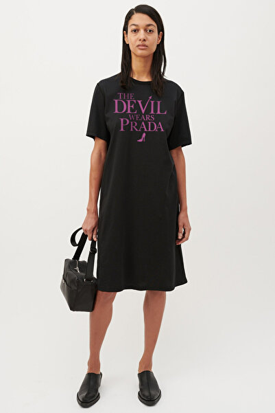 ROCKANDROLL Marka Sever Black Short Sleeve Above Knee Medium Length Combed Co...