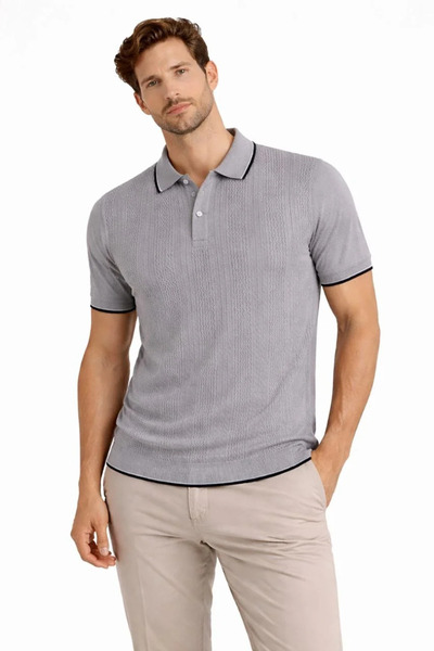 LUMİART Men's Buttoned Collar Knitwear Woven T-Shirt Patterned Summer Stylish...